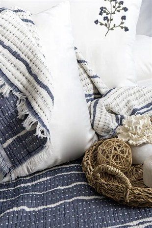 Şaheser Home Collection Yatak Örtüsü Seti Sera Lacivert