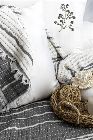 Şaheser Home Collection Yatak Örtüsü Seti Sera Antrasit