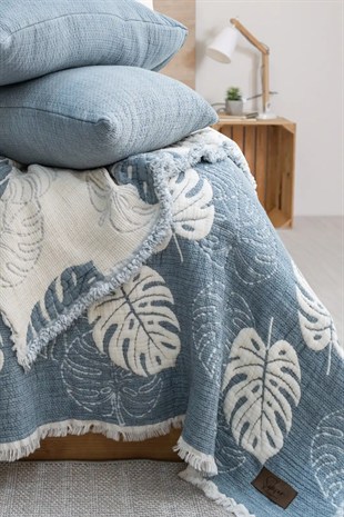 Şaheser Home Collection Yatak Örtüsü Seti Çift Kişilik Forest Mavi