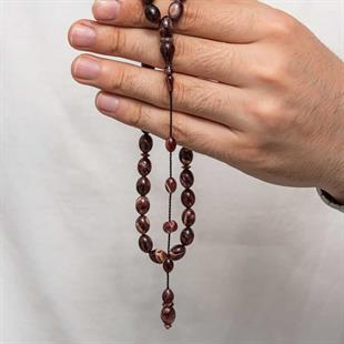 Hk Sıkma Kehribar (Ateş Kehribar) Tesbih Kapsül Kesim Vişne Kırmızı (Metal Püskülsüz)|Gümüş Takı Hediyelik Ürünler