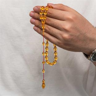 Hk Sıkma Kehribar (Ateş Kehribar) Tesbih Kapsül Kesim Bal Rengi (33 Tane Metal Püskülsüz)|Gümüş Takı Hediyelik Ürünler