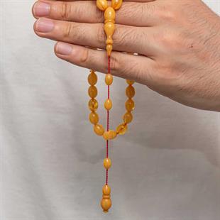 Hk Sıkma Kehribar Tesbih Hardal Sarı Düz Renk Kapsül Kesim (33 Tane Metal Püskülsüz)|Gümüş Takı Hediyelik Ürünler