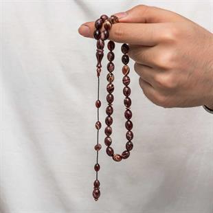 Hk Sıkma Kehribar (Ateş Kehribar) Tesbih Kapsül Kesim Vişne Kırmızı (Metal Püskülsüz)|Gümüş Takı Hediyelik Ürünler