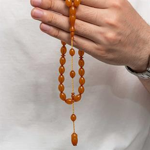 Hk Sıkma Kehribar Tesbih Kapsül Kesim Konyak Bal Rengi (33 Tane Metal Püskülsüz)|Gümüş Takı Hediyelik Ürünler