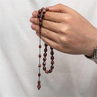 Hk Sıkma Kehribar (Ateş Kehribar) Tesbih Kapsül Kesim Vişne Kırmızı (Metal Püskülsüz)|Gümüş Takı Hediyelik Ürünler