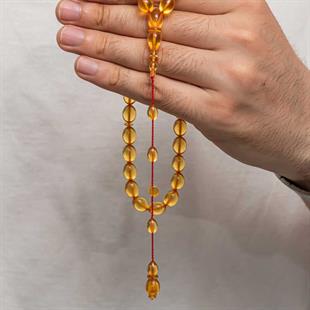 Hk Sıkma Kehribar (Ateş Kehribar) Tesbih Kapsül Kesim Bal Rengi (33 Tane Metal Püskülsüz)|Gümüş Takı Hediyelik Ürünler