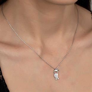 Hk Gümüş Kadın Kolye Kristal Taşlı Çocuk |Gümüş Takı Hediyelik Ürünler