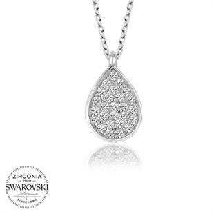 Hk Gümüş Kadın Kolye Kristal Taşlı Damla |Gümüş Takı Hediyelik Ürünler