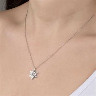 Hk Gümüş Kadın Kolye Kristal Taşlı Kartanesi |Gümüş Takı Hediyelik Ürünler