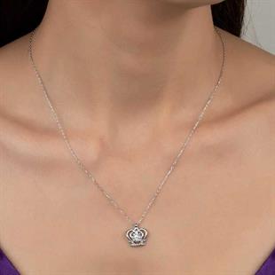 Hk Gümüş Kadın Kolye Kristal Taşlı Melek |Gümüş Takı Hediyelik Ürünler