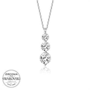 Hk Gümüş Kadın Kolye Kristal Taşlı Üçtaş Tektaş |Gümüş Takı Hediyelik Ürünler