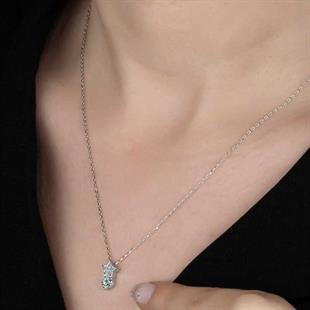 Hk Gümüş Kadın Kolye Kristal Taşlı Yıldız Tektaş |Gümüş Takı Hediyelik Ürünler