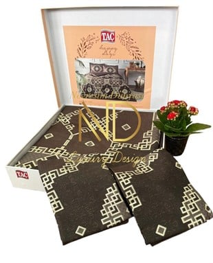 ND Çift Kişilik Saten Nevresim Takımı Loren Kahve