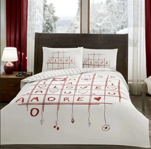 ND Glow Parlayan Çift Kişilik Nevresim Takımı Romenta Kırmızı