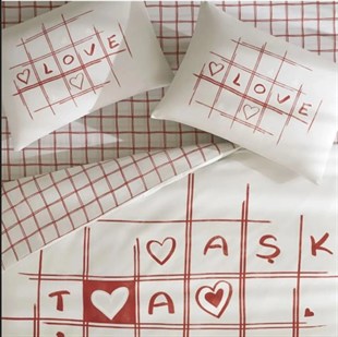 ND Glow Parlayan Çift Kişilik Nevresim Takımı Romenta Kırmızı