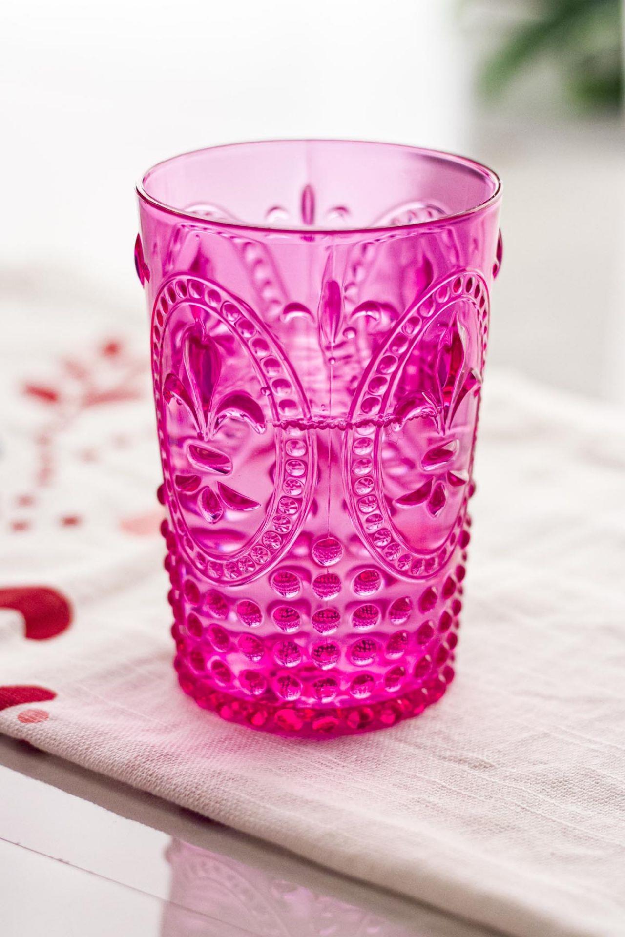 Akrilik Pembe Tekli Kısa Bardak & Su Meşrubat Kahve Yanı Bardağı 400 ml ( Cam Değildir )