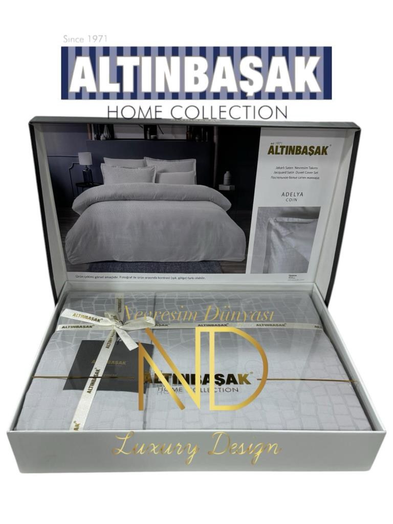 Altınbaşak Jakarlı Saten Çift Kişilik Nevresim Takımı Adelya Puce