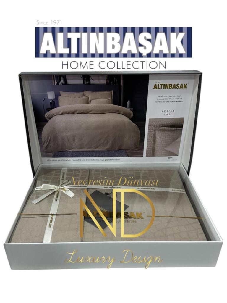 Altınbaşak Jakarlı Saten Çift Kişilik Nevresim Takımı Adelya Sabre