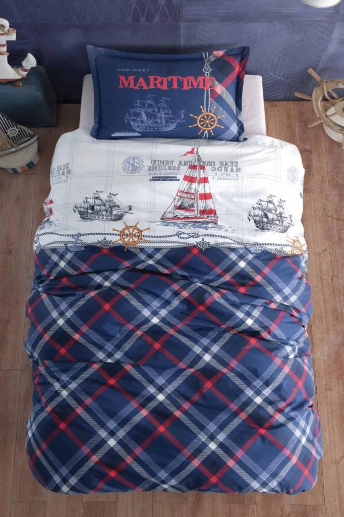 Clasy Genç Ranforce Tek Kişilik Nevresim Takımı Maritime Lacivert