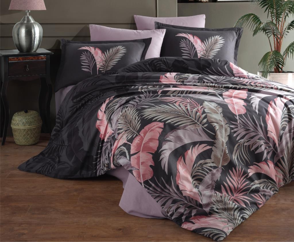 Clasy Ranforce Nevresim Takımı Çift Kişilik Hena v1 Antrasit