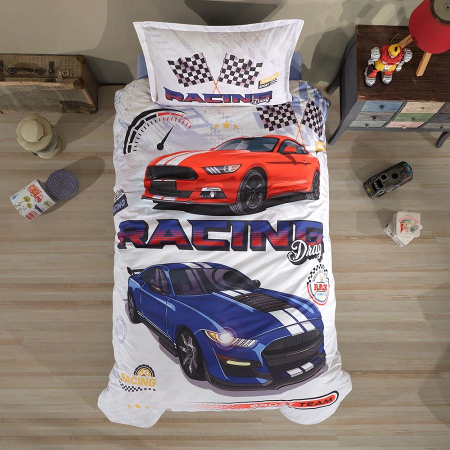 Clasy Tek Kişilik Genç Ranforce Nevresim Takımı Racing Drag