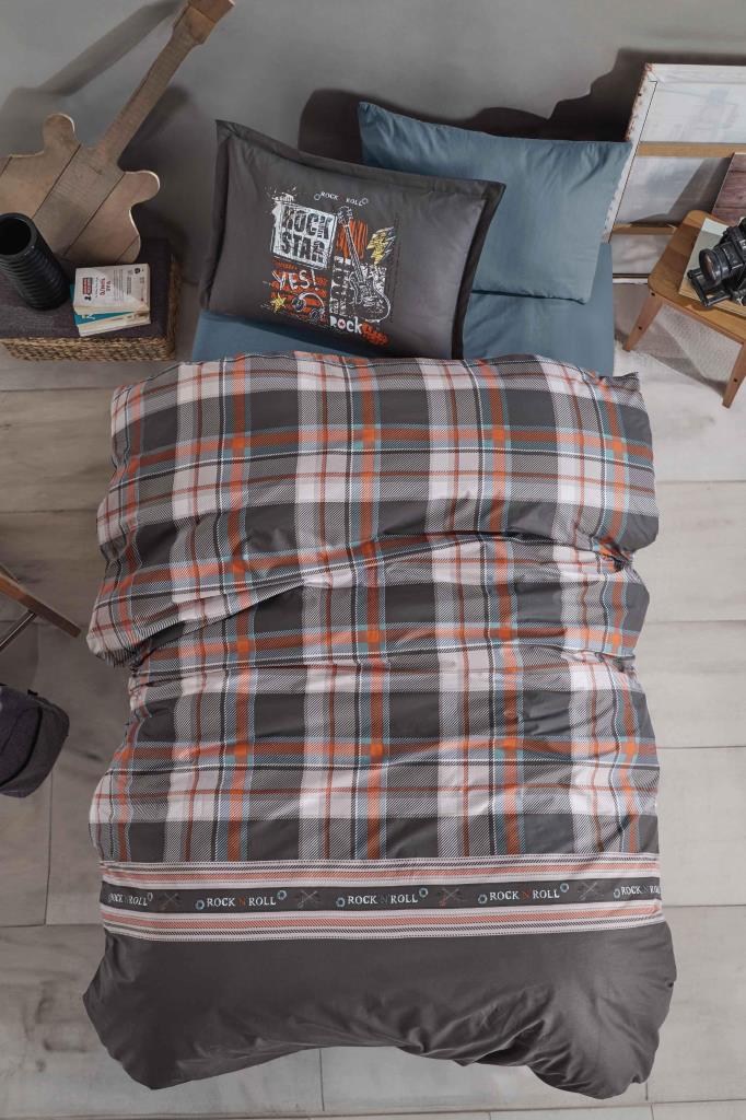 Clasy Tek Kişilik Genç Ranforce Nevresim Takımı Rock İn Roll V1 Gri