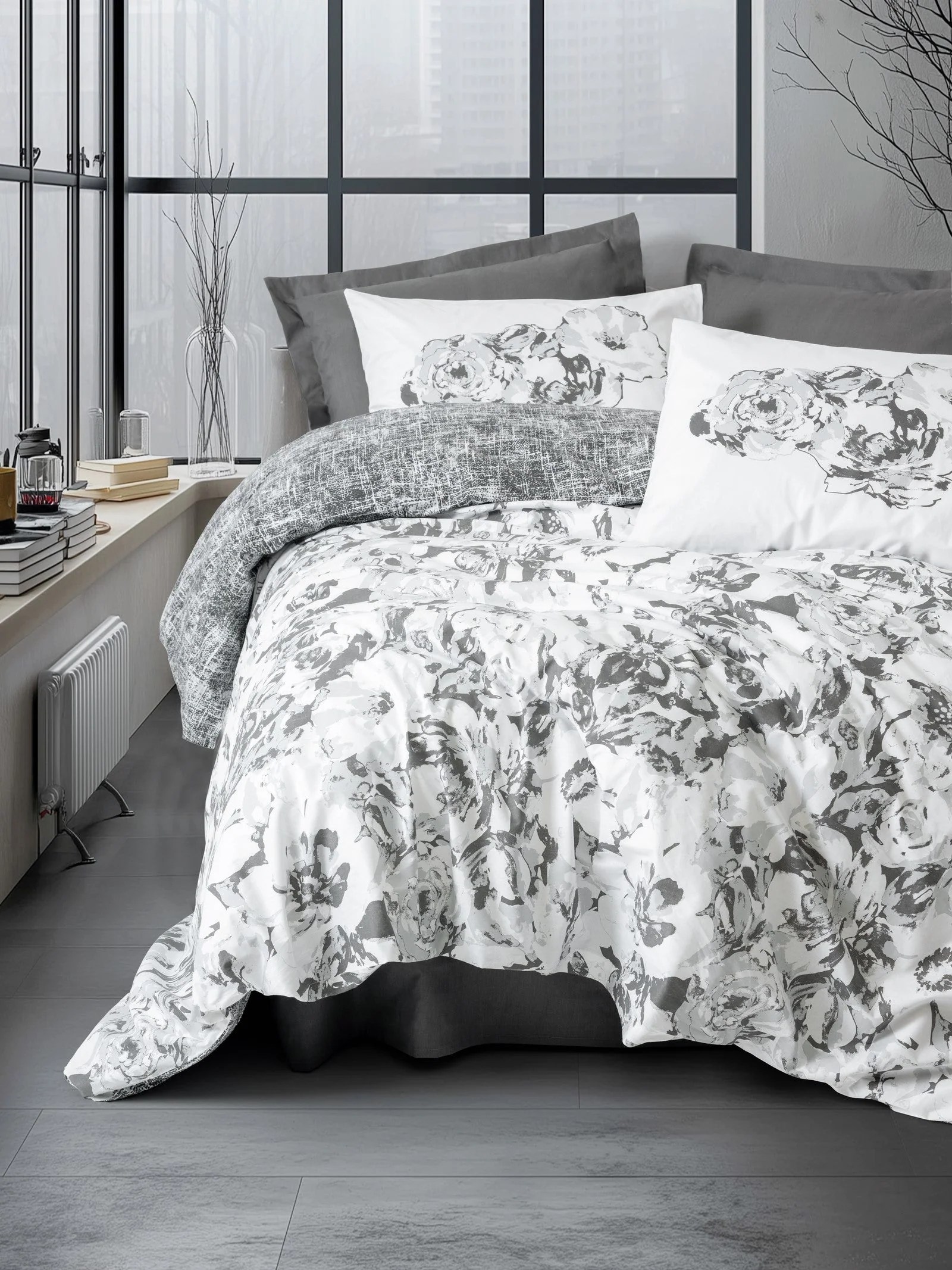 Cotton Box  Dual Tek Kişilik Nevresim Takımı Florva Antrasit