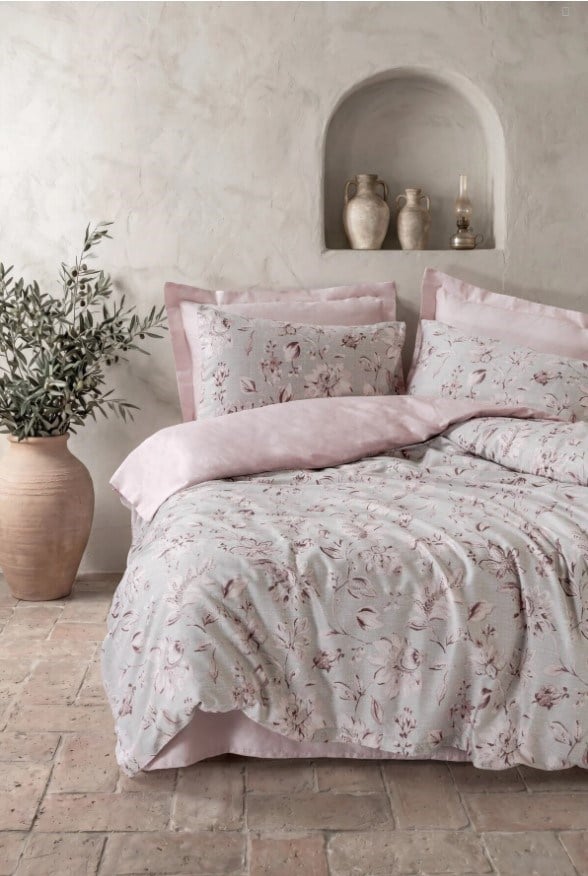 Cotton Box  Saten Nevresim Takımı Çift Kişilik Calluna Pudra