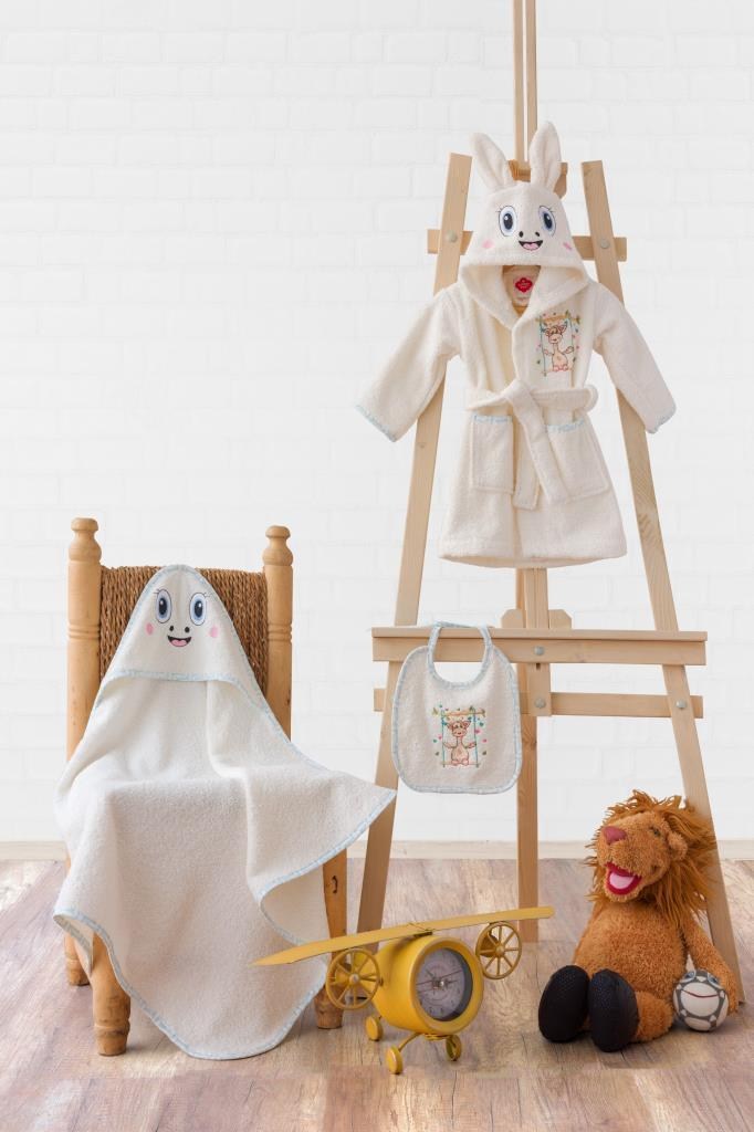 Cotton Box Bebek Bornoz Seti Zürafa Krem