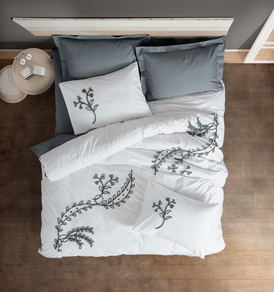 Cotton Box Brode Ranforce Çift Kişilik Nevresim Takımı İvy Gri