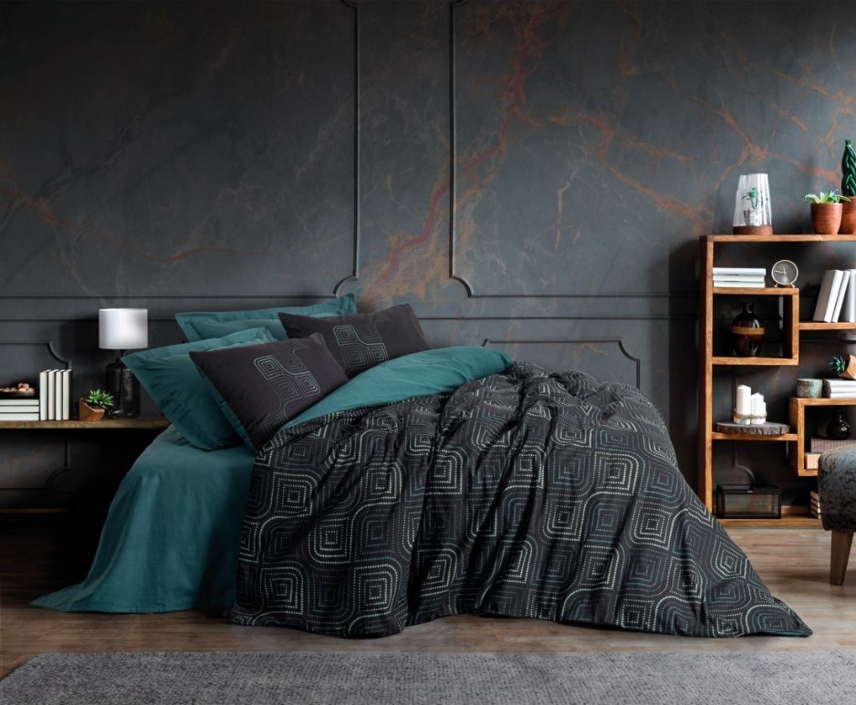 Cotton Box Dark Çift Kişilik Nevresim Takımı Noche Petrol 8680108071359