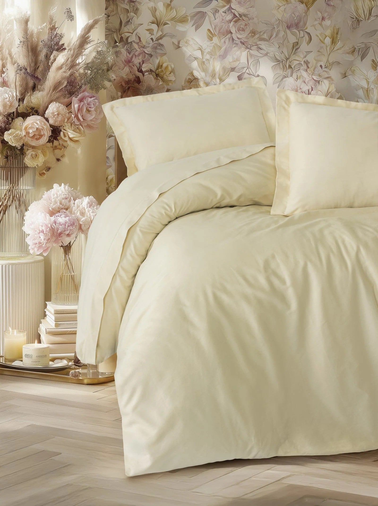 Cotton Box Elegant Bej Çift Kişilik Saten Nevresim Takımı