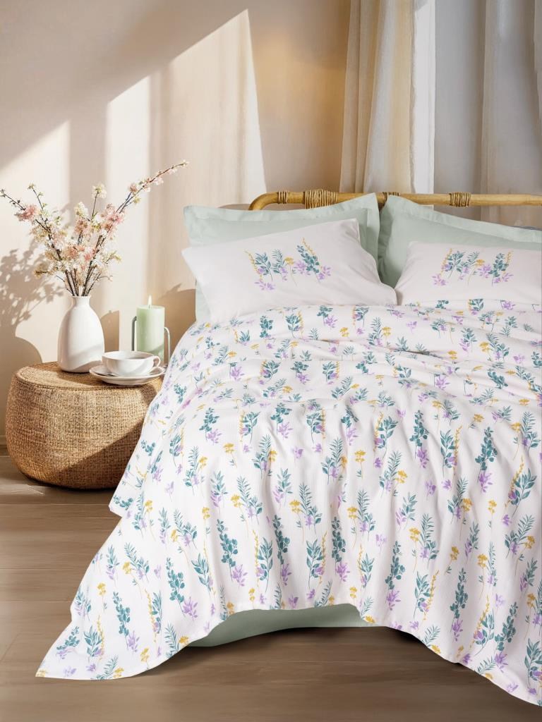 Cotton Box Estiva Çift Kişilik Pike Takımı Twig Mint