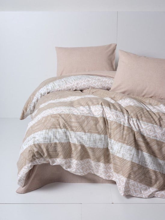 Cotton Box Flanel Nevresim Takımı Çift Kişilik Arrow Krem