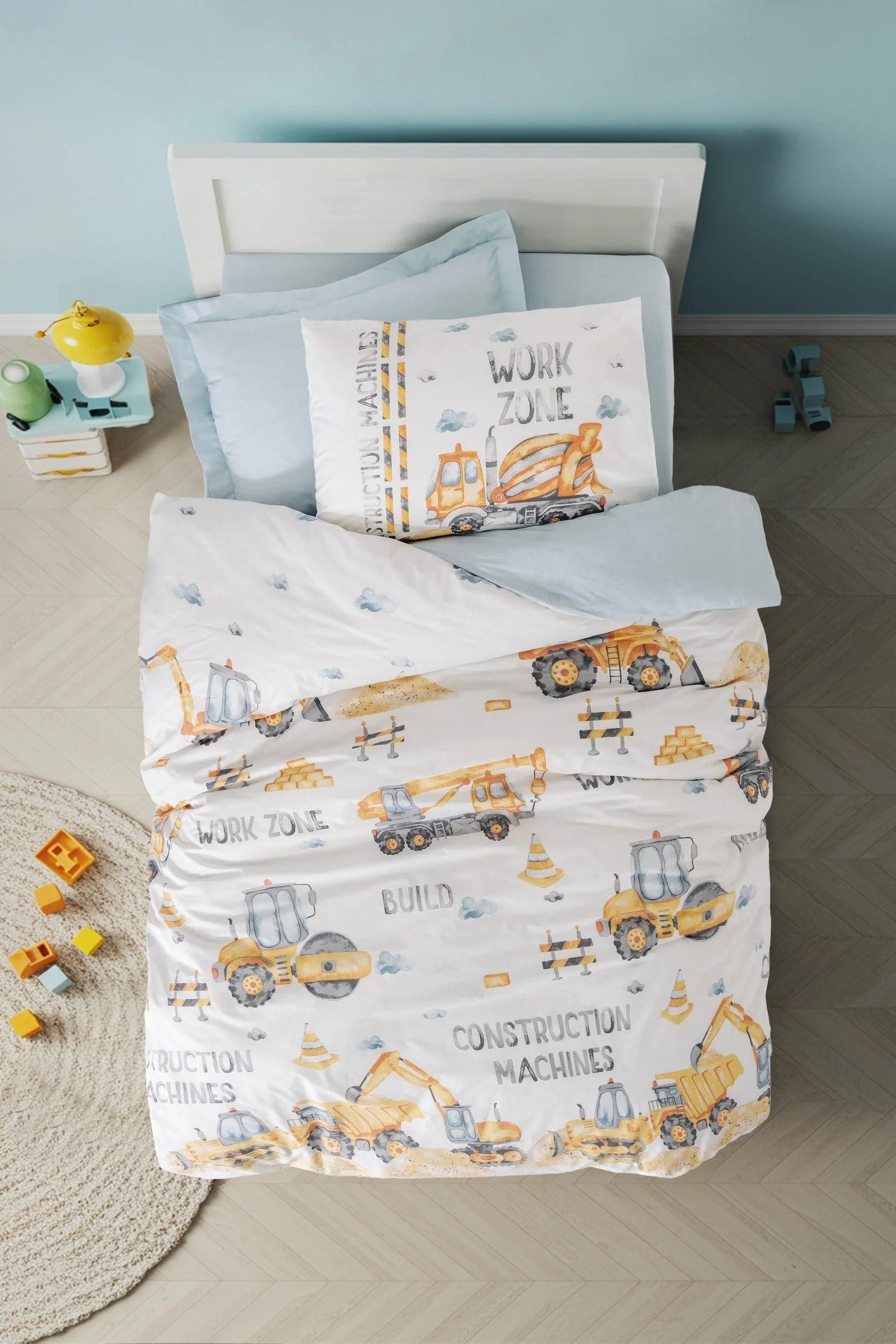 Cotton Box Genç Ranforce Nevresim Takımı Tek Kişilik Buildo Mavi