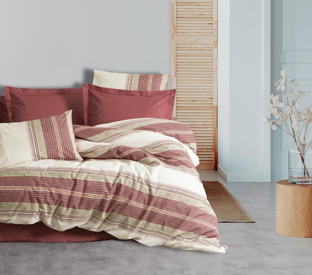 Cotton Box Line Nevresim Takımı Çift Kişilik Kenway Bordo