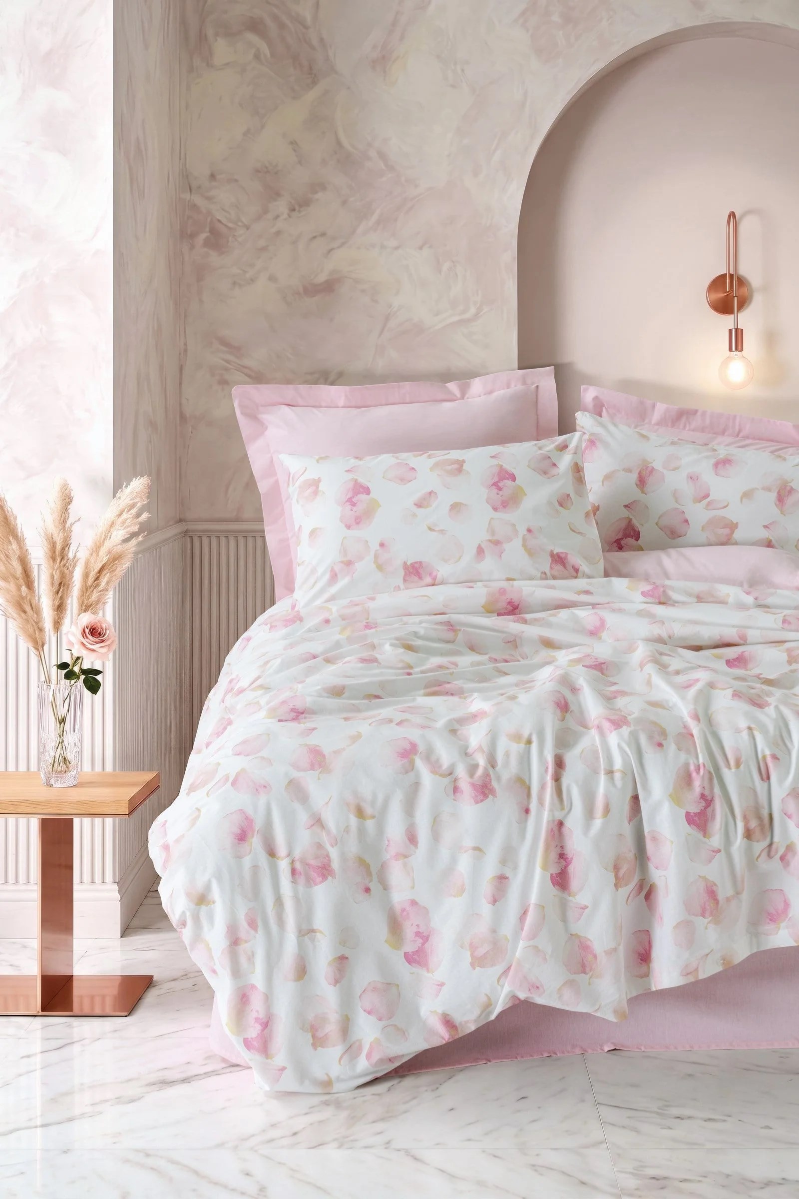 Cotton Box Modeline Çift Kişilik Nevresim Takımı Rosalie Pembe