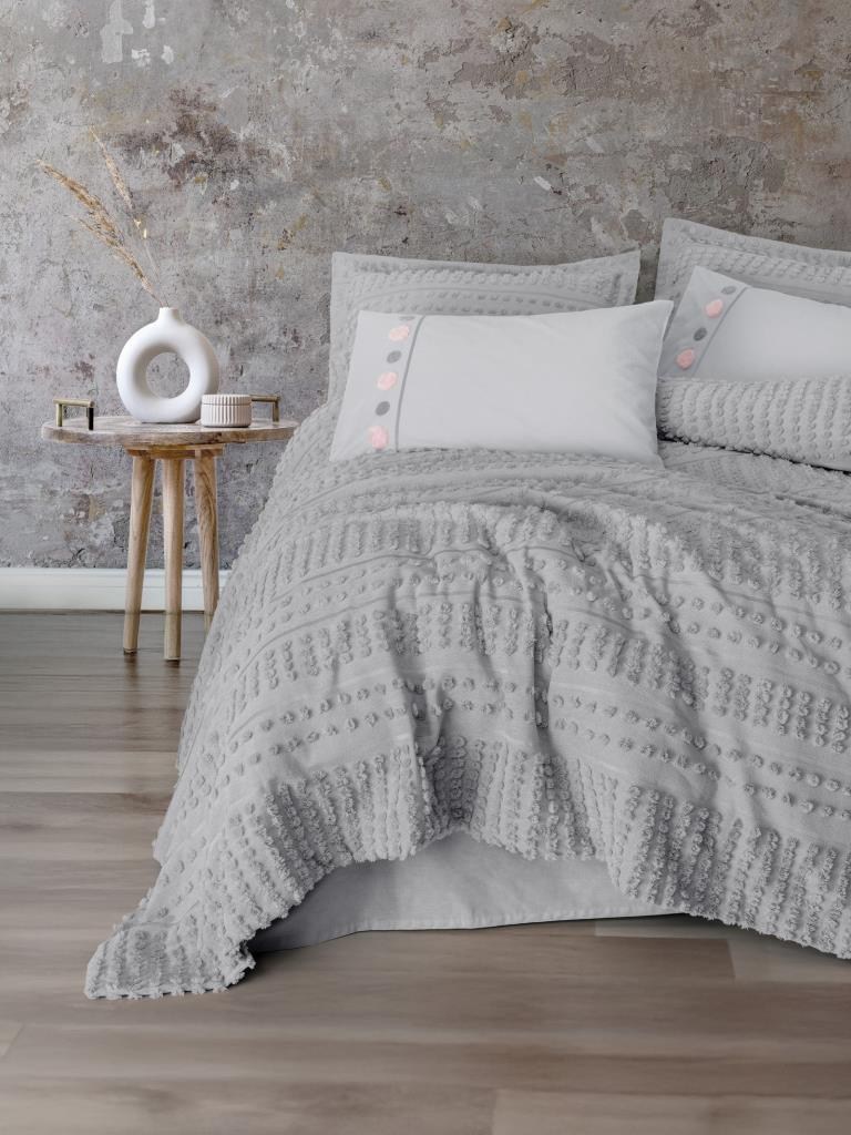 Cotton Box Ranforce Çift Kişilik Yatak Örtülü Nevresim Takımı Limi Siva Gri