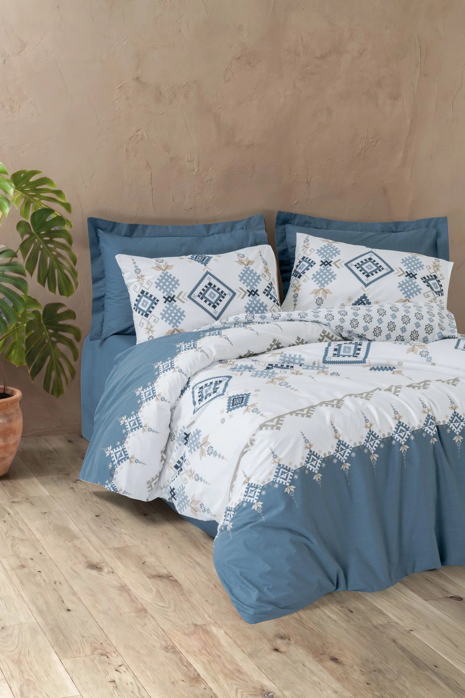 Cotton Box Tek Kişilik Bohem Nevresim Takımı Talora İndigo