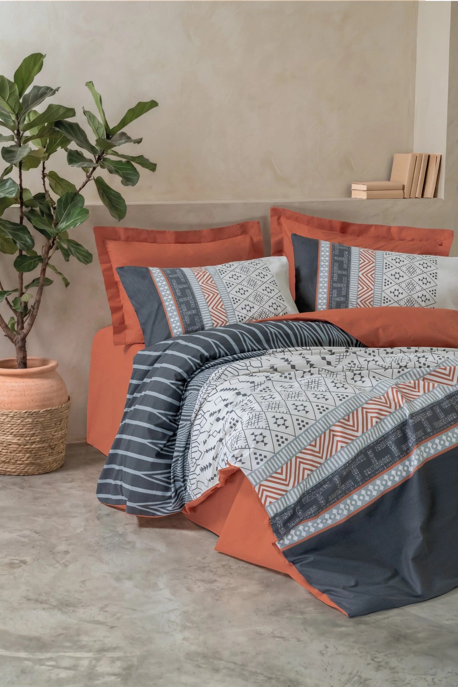 Cotton Box Toprak  Tek Kişilik Nevresim Takımı Strata Tarçın