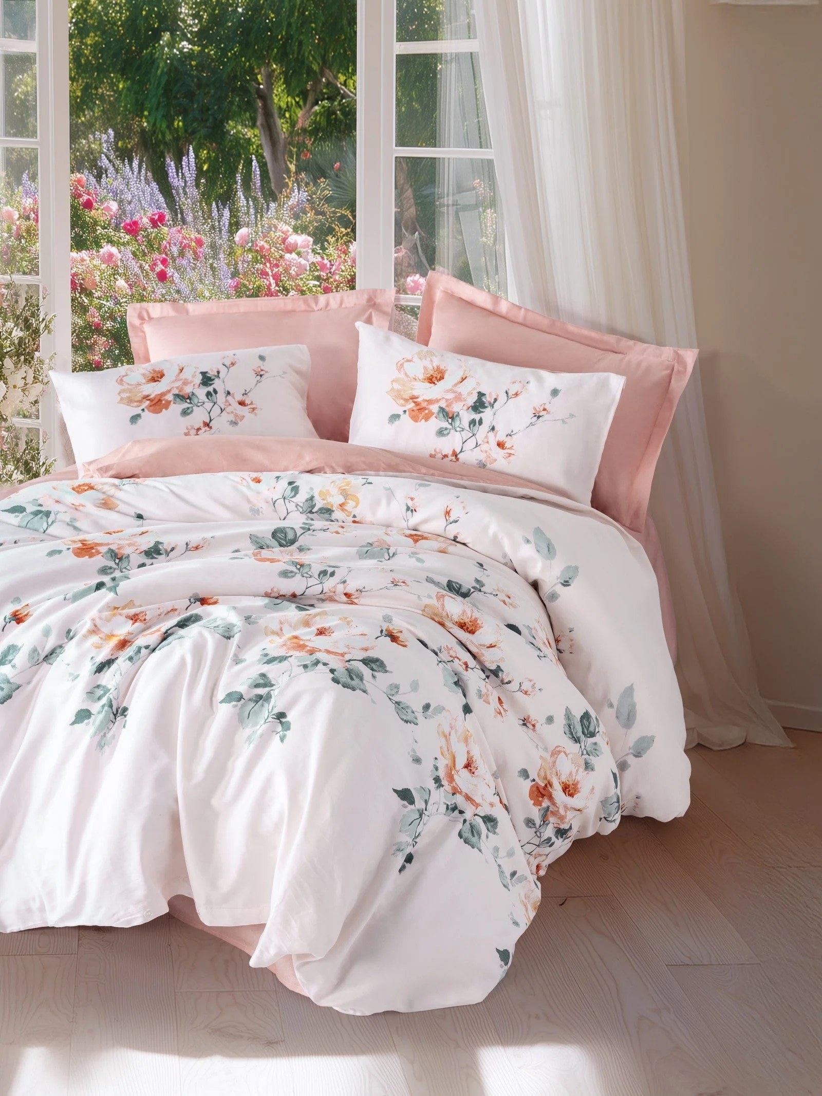 Cotton Box Verna Pudra Saten Nevresim Takımı Çift Kişilik