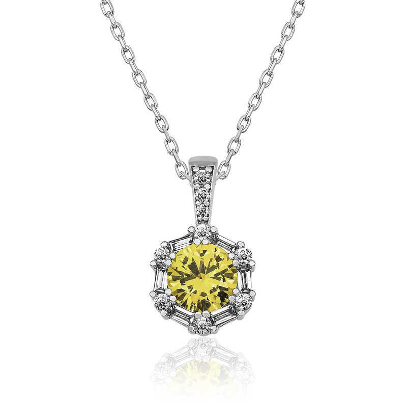 ​Gümüş Buğday Sarısı Baget Taşlı Bayan Kolye