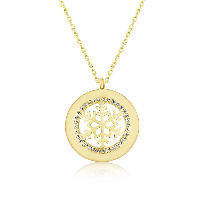 Gümüş Gold Kar Tanesi Bayan Kolye