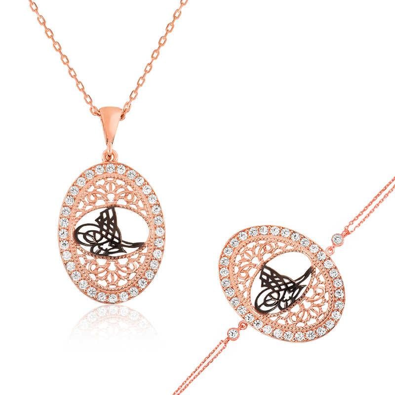 Gümüş Osmanlı Tuğrası Bayan Set