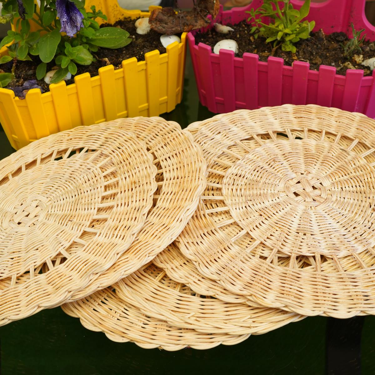 Hasıreli Örgü Hasır Amerikan Servis Supla 6'lı 35x35cm - VernikliHSR1124
