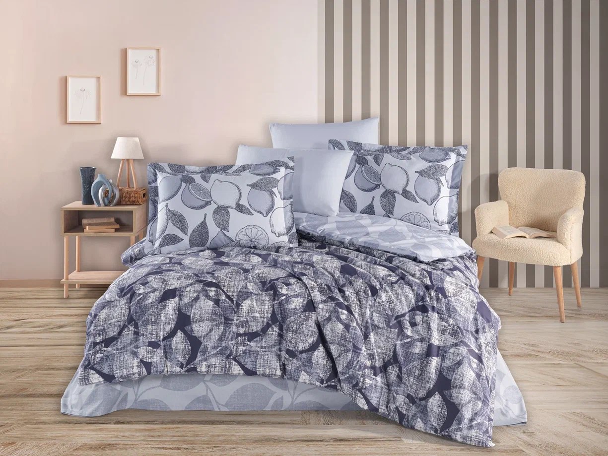 Hobby Çift Kişilik Poplin Nevresim Calisse Lacivert