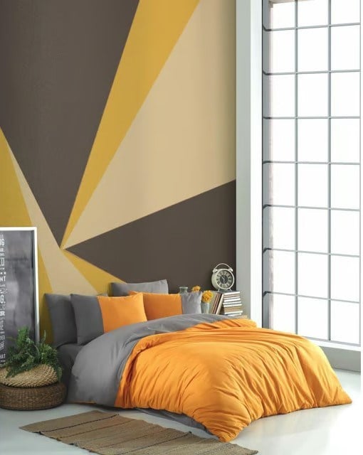 Hobby Kingsize Poplin Nevresim Diamond Turuncu Antrasit