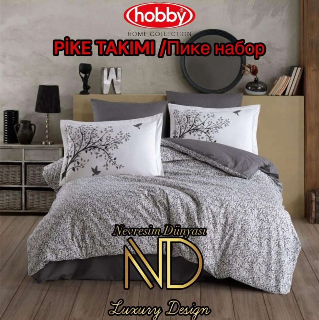 Hobby Poplin Pike Takımı Çift Kişilik Arianna Gri