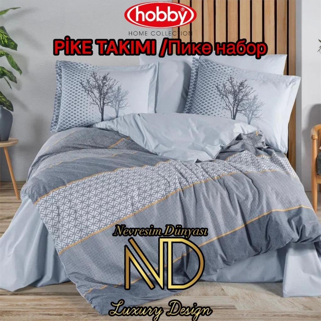 Hobby Poplin Pike Takımı Çift Kişilik Tanya İndigo