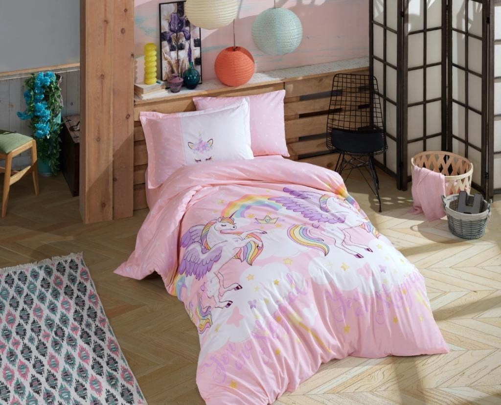Hobby Tek Kişilik Poplin Nevresim Takımı Magical Pembe
